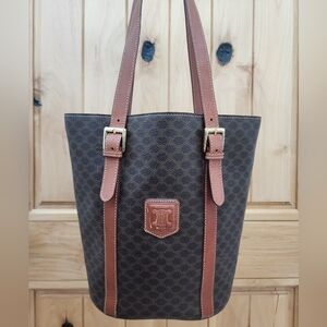 AUTHENTIC Celine Macadam Monogram Bucket Shoulder Tote Bag